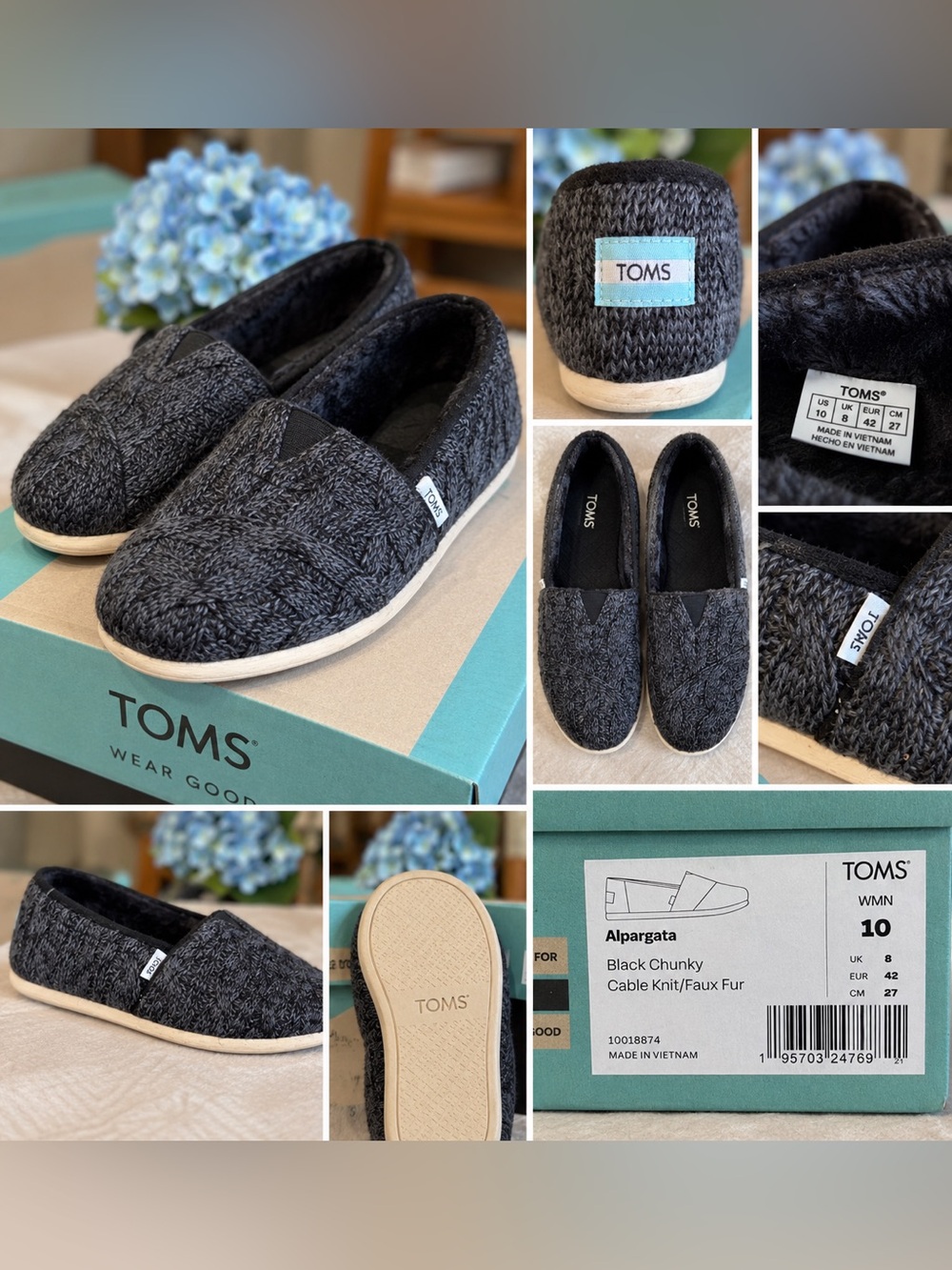 Toms Women's Black Knit Espadrilles